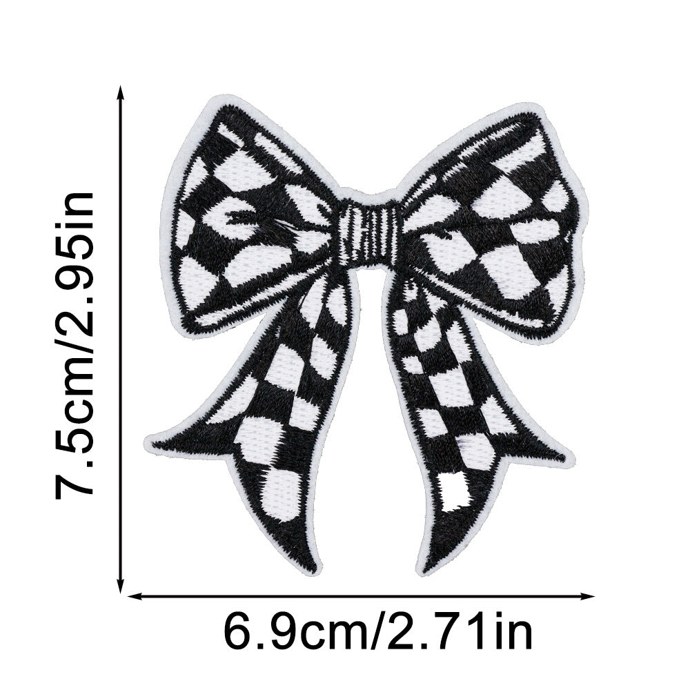 Wholesale Plaid Bow Embroidered Patch